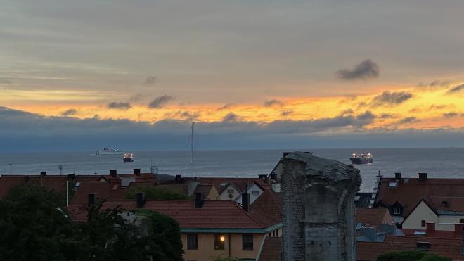 &ldquo;sunset over the Baltic, across the roofs of Visby&rdquo;